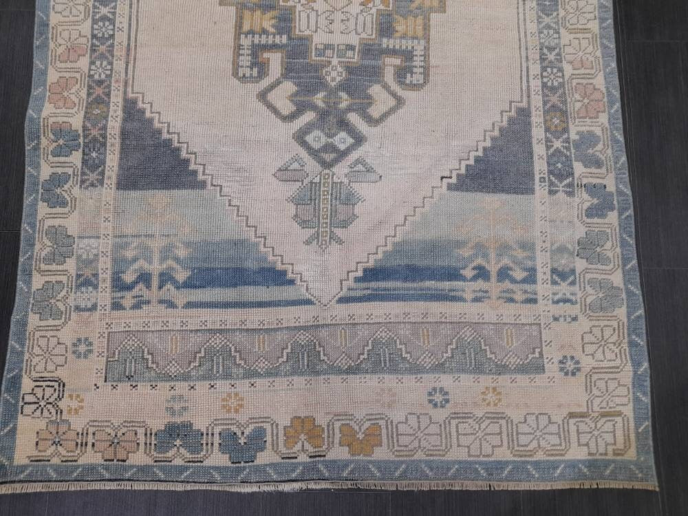 Blue Turkish Oushak Rug 4' 3" x 5' Hand-Knotted | No. WR69034