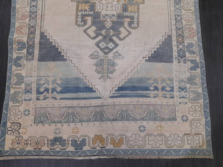 Blue Turkish Oushak Rug 4' 3" x 5' Hand-Knotted | No. WR69034