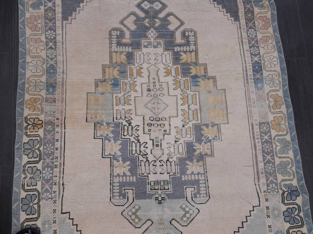 Blue Turkish Oushak Rug 4' 3" x 5' Hand-Knotted | No. WR69034