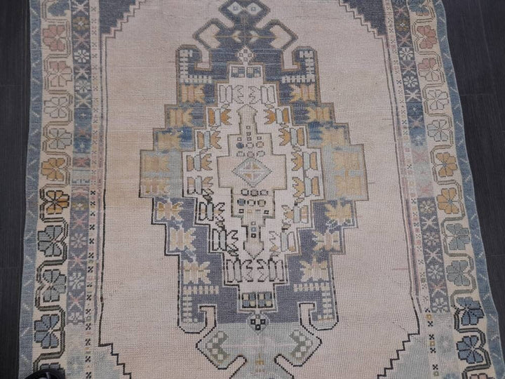 Blue Turkish Oushak Rug 4' 3" x 5' Hand-Knotted | No. WR69034