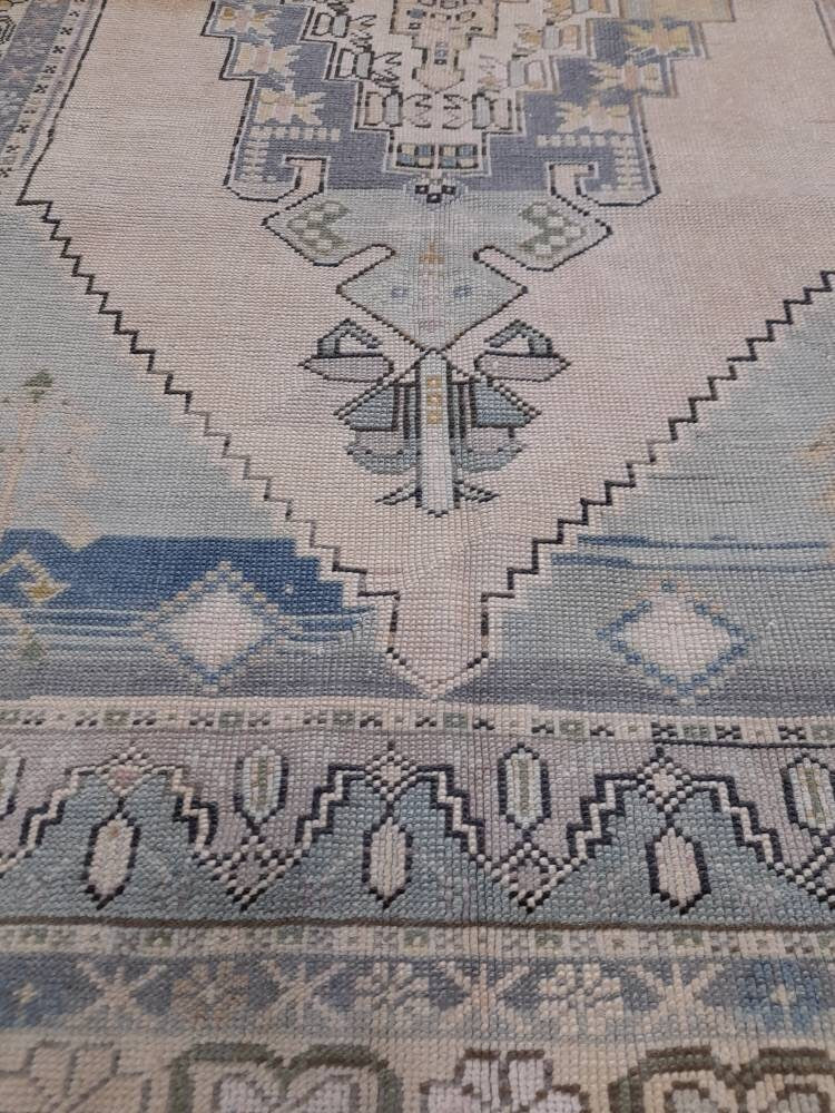 Blue Turkish Oushak Rug 4' 3" x 5' Hand-Knotted | No. WR69034