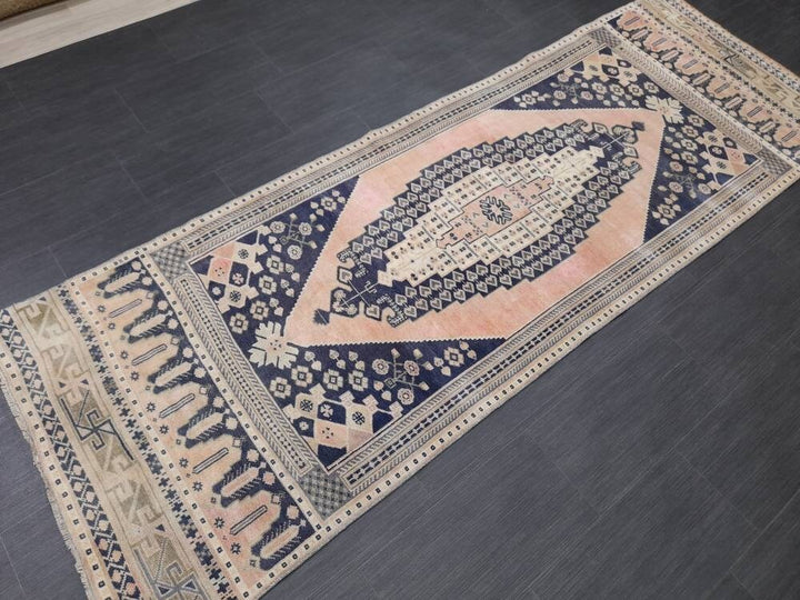 Blue Turkish Runner Rug 3' 1" x 8' 10" Hand-Knotted | No. WR22088