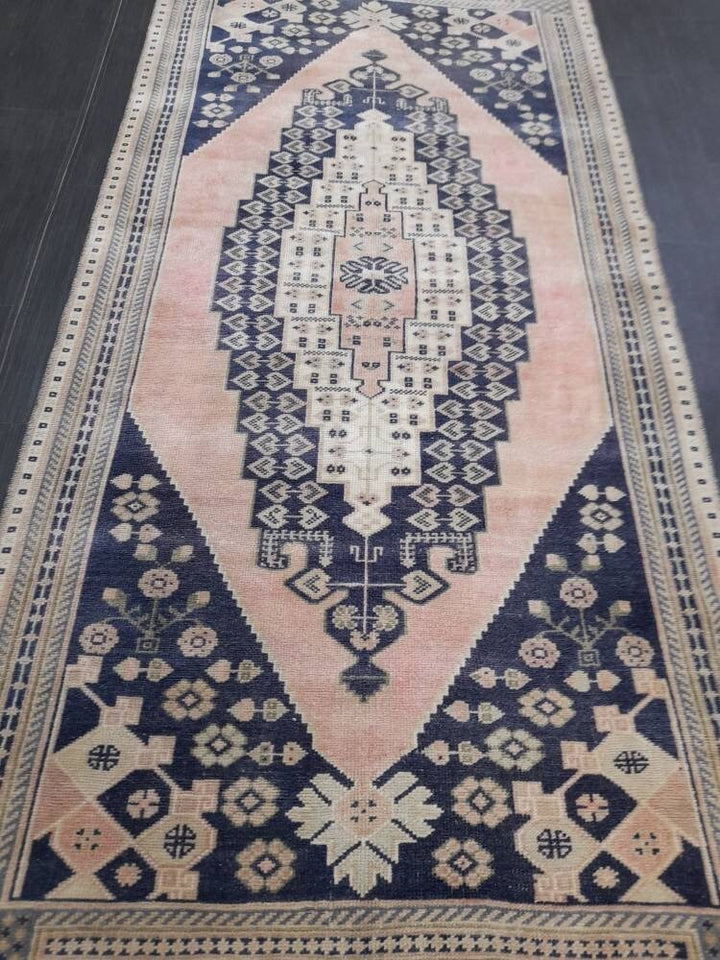 Blue Turkish Runner Rug 3' 1" x 8' 10" Hand-Knotted | No. WR22088
