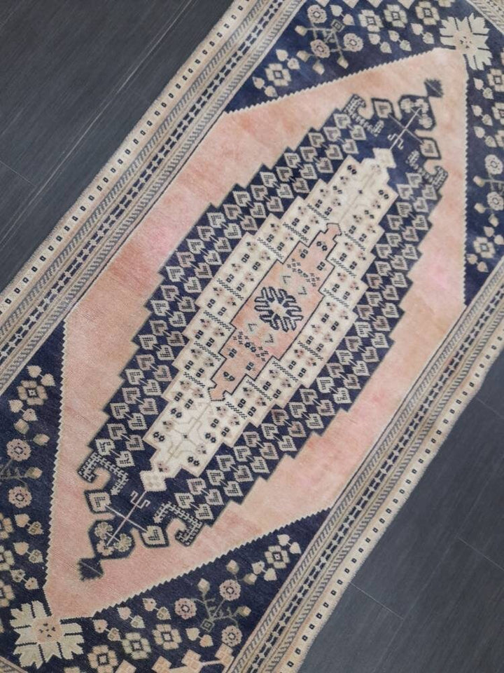Blue Turkish Runner Rug 3' 1" x 8' 10" Hand-Knotted | No. WR22088