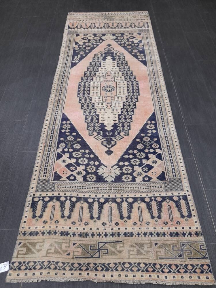 Blue Turkish Runner Rug 3' 1" x 8' 10" Hand-Knotted | No. WR22088