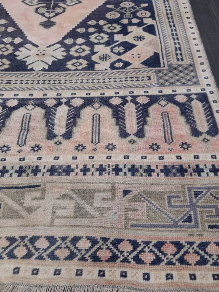 Blue Turkish Runner Rug 3' 1" x 8' 10" Hand-Knotted | No. WR22088