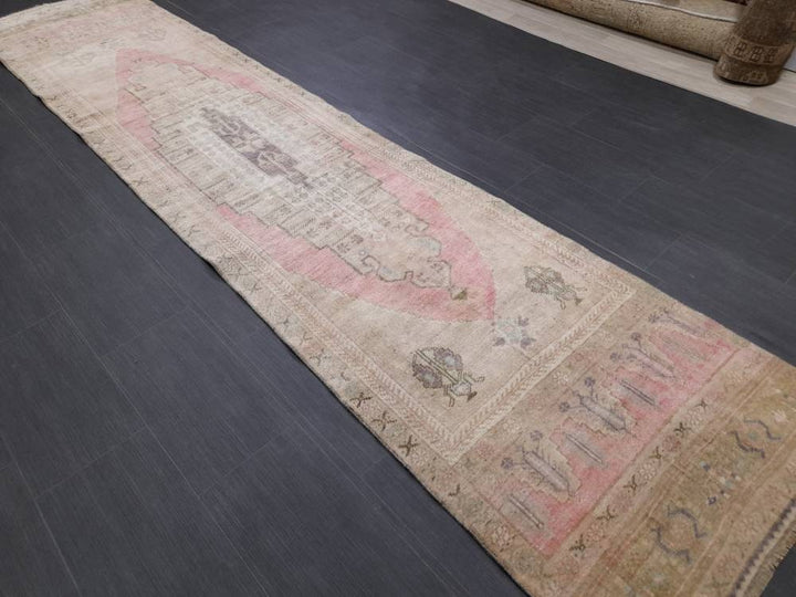 Pink Turkish Runner Rug 2' 9" x 12' 3" Hand-Knotted