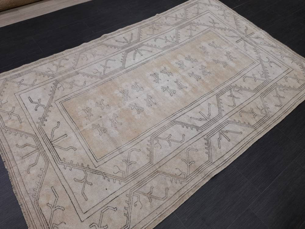 Beige Turkish Vintage Rug 5' 3" x 8' 4" Hand-Knotted view