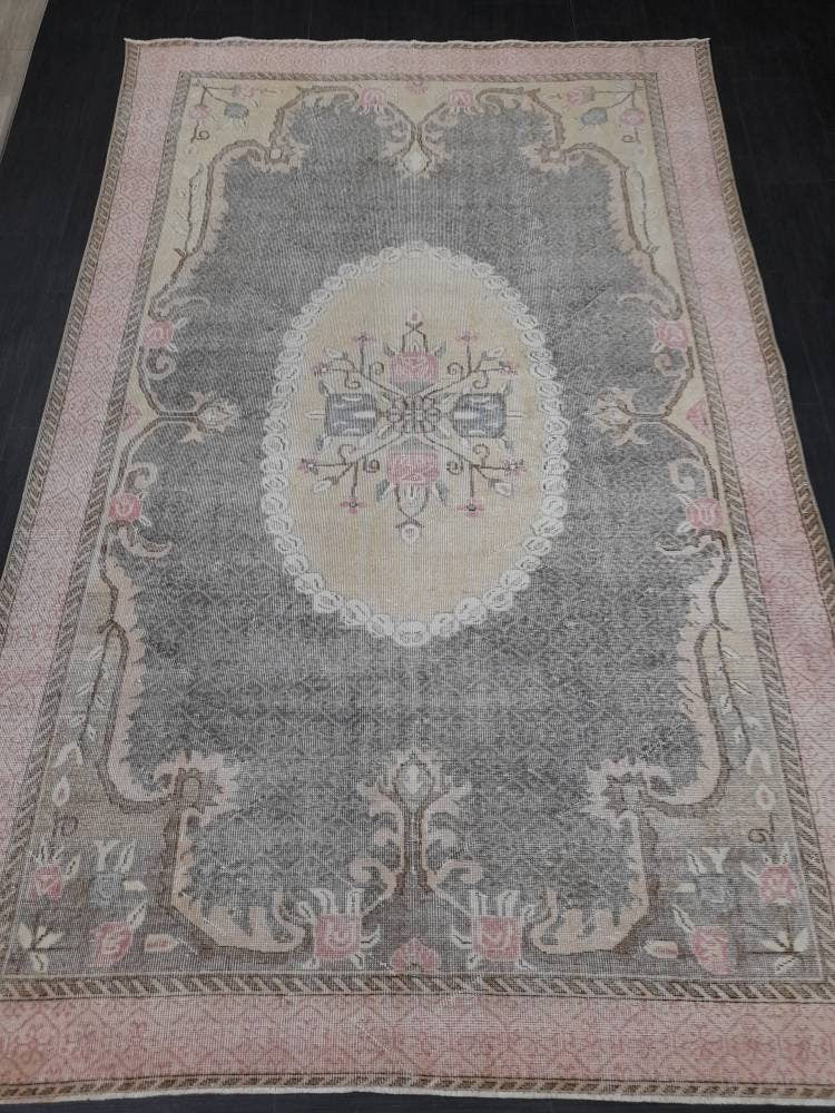 Blue Turkish Oushak Rug 6' 7" x 10' 5" Hand-Knotted | No. WR20163
