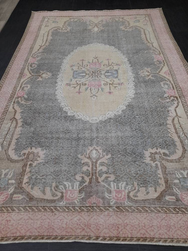 Blue Turkish Oushak Rug 6' 7" x 10' 5" Hand-Knotted | No. WR20163