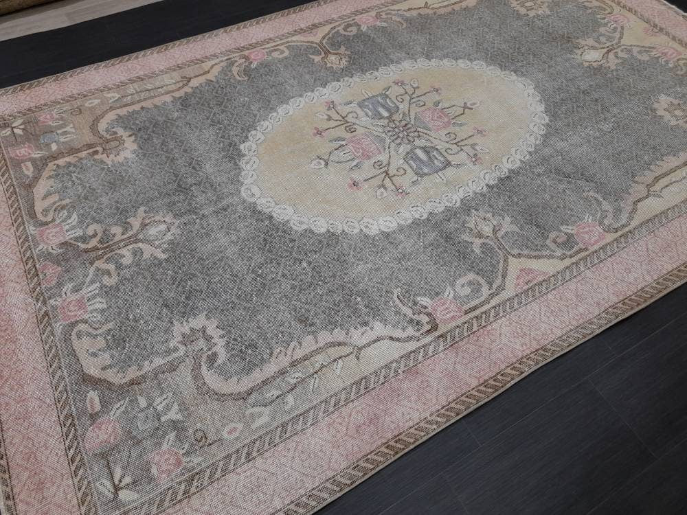 Blue Turkish Oushak Rug 6' 7" x 10' 5" Hand-Knotted | No. WR20163