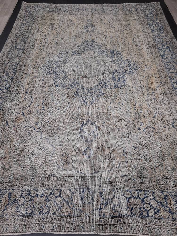 Beige Turkish Oushak Rug 8' 7" x 12' 6" Hand-Knotted | No. WR89397
