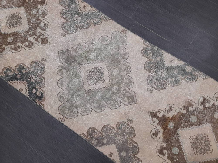 Beige Turkish Runner Rug 2' 10" x 12' 3" Hand-Knotted | No. WR19337