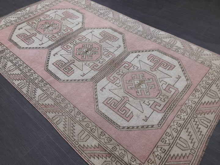 Pink Turkish Oushak Rug 3' 11" x 6' 9" Hand-Knotted
