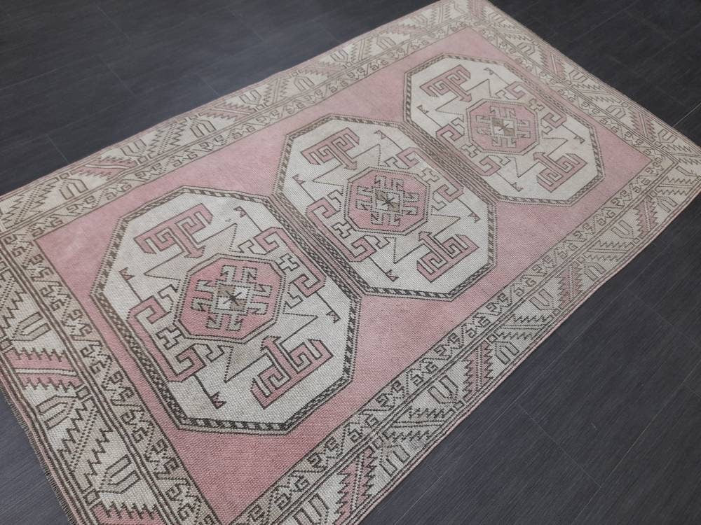 Pink Turkish Oushak Rug 3' 11" x 6' 9" Hand-Knotted view