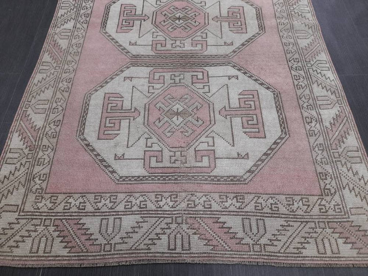 Pink Turkish Oushak Rug 3' 11" x 6' 9" Hand-Knotted reverse
