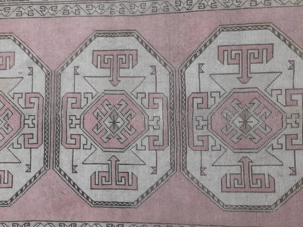Pink Turkish Oushak Rug 3' 11" x 6' 9" Hand-Knotted field