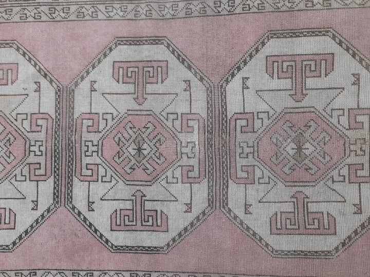Pink Turkish Oushak Rug 3' 11" x 6' 9" Hand-Knotted field