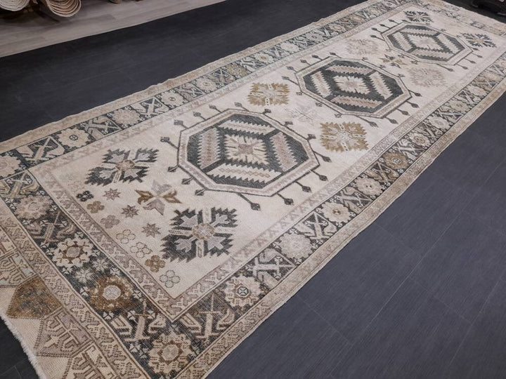 Beige Turkish Runner Rug 4' 7" x 13' 1" Hand-Knotted view