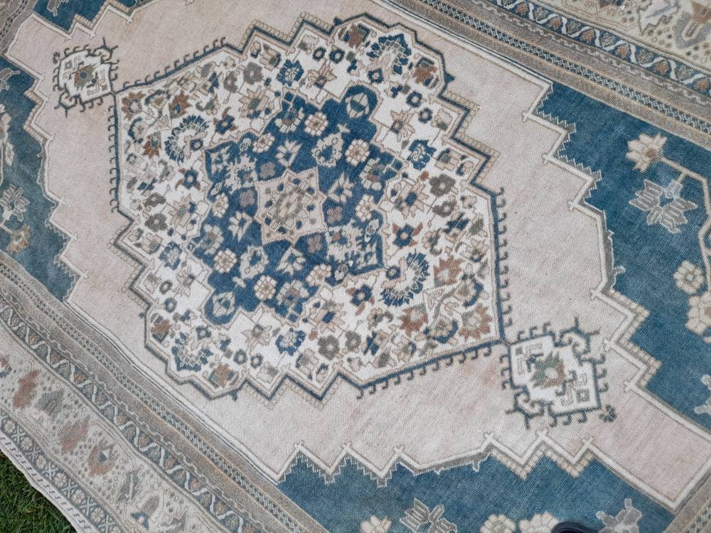 Blue Turkish Runner Rug 6' 1" x 10' Hand-Knotted | No. WR36051
