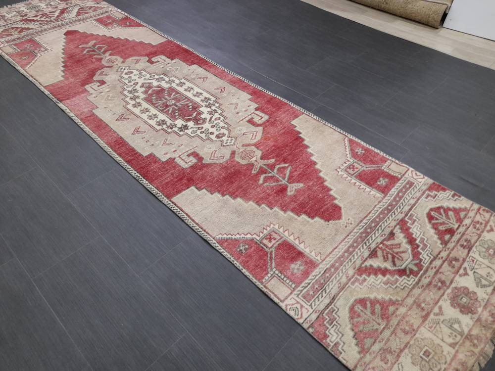 Beige Turkish Runner Rug 2' 10" x 10' 11" Hand-Knotted view