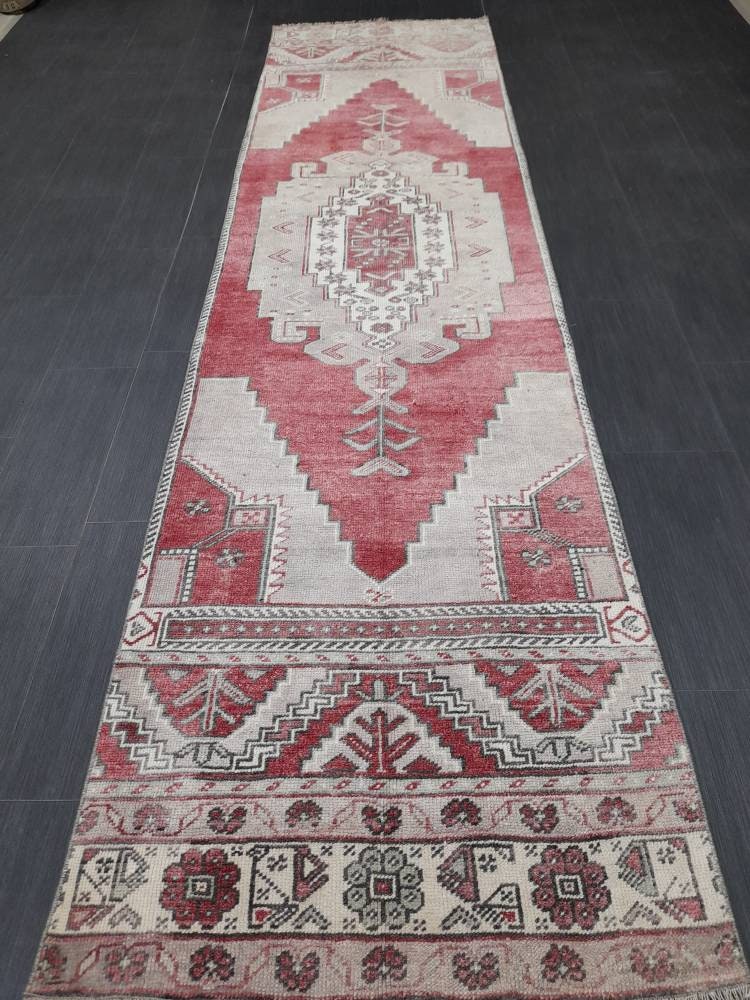 Beige Turkish Runner Rug 2' 10" x 10' 11" Hand-Knotted view 9