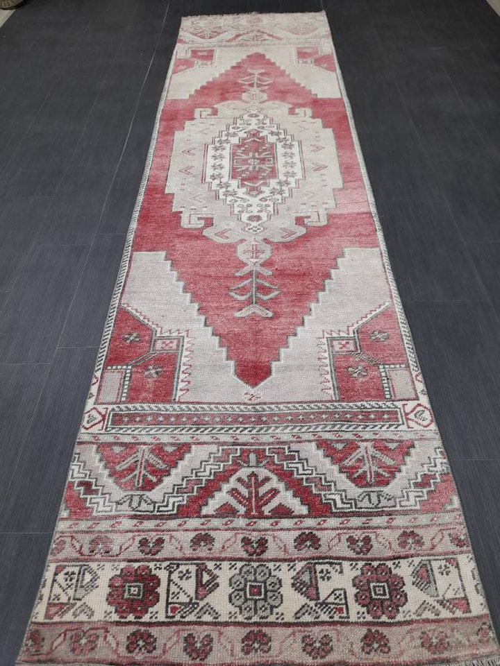 Beige Turkish Runner Rug 2' 10" x 10' 11" Hand-Knotted view 9