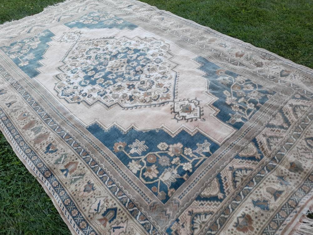 Blue Turkish Runner Rug 6' 1" x 10' Hand-Knotted | No. WR36051