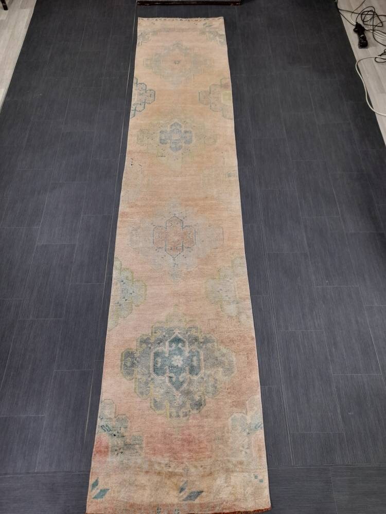 Beige Turkish Runner Rug 2' 7" x 12' 8" Hand-Knotted view