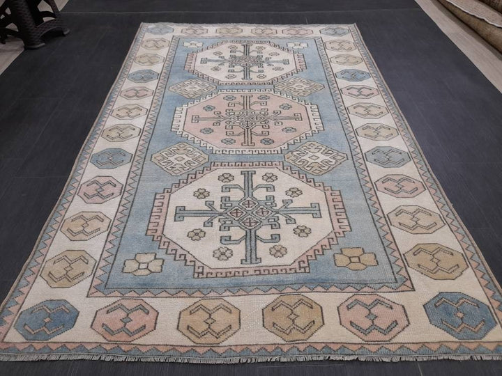 Blue Turkish Oushak Rug 5' 2" x 8' Hand-Knotted | No. WR84821