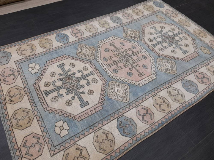 Blue Turkish Oushak Rug 5' 2" x 8' Hand-Knotted | No. WR84821