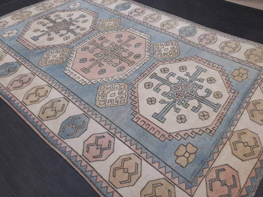 Blue Turkish Oushak Rug 5' 2" x 8' Hand-Knotted | No. WR84821