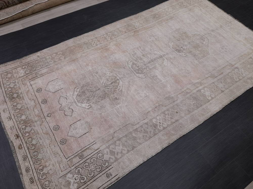 Beige Turkish Runner Rug 5' 10" x 10' 6" Hand-Knotted
