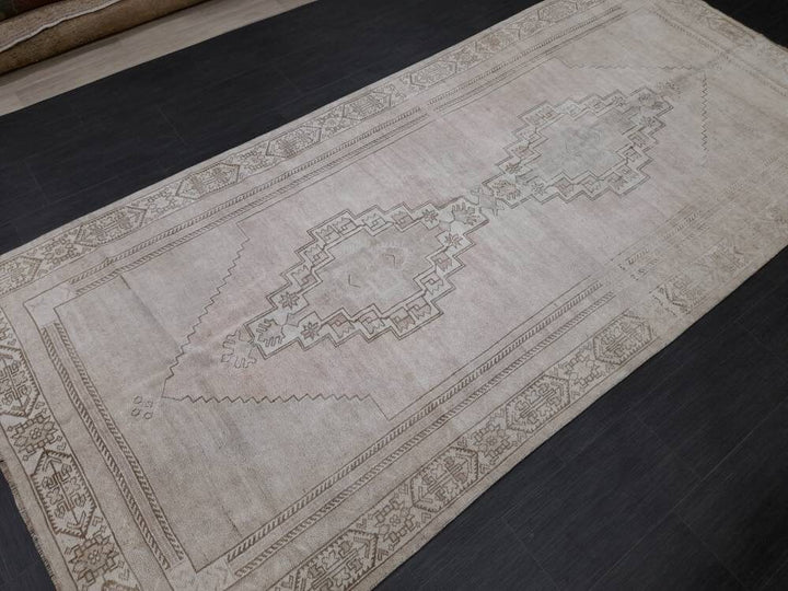 Beige Turkish Runner Rug 5' x 10' 9" Hand-Knotted