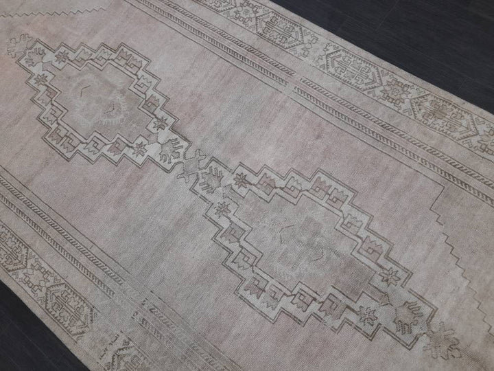 Beige Turkish Runner Rug 5' x 10' 9" Hand-Knotted field