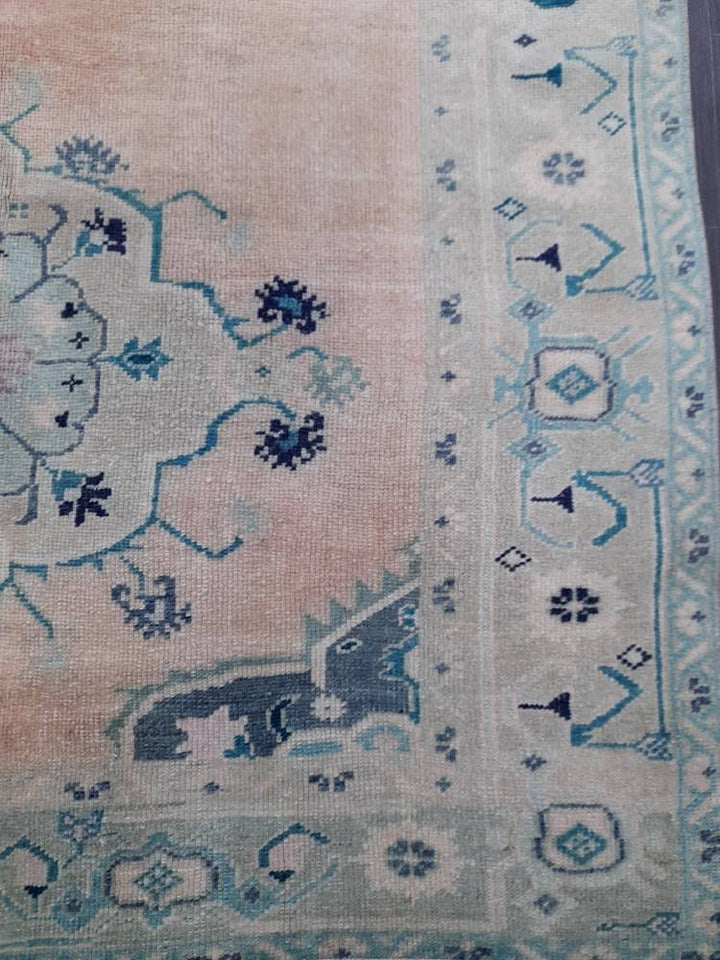 Beige Turkish Runner Rug 5' x 10' Hand-Knotted border