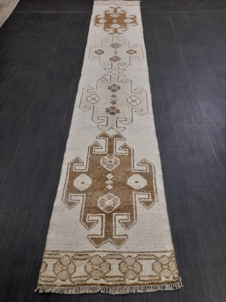 Turkish Runner Rug 1' 10" x 10' 6" Hand-Knotted texture