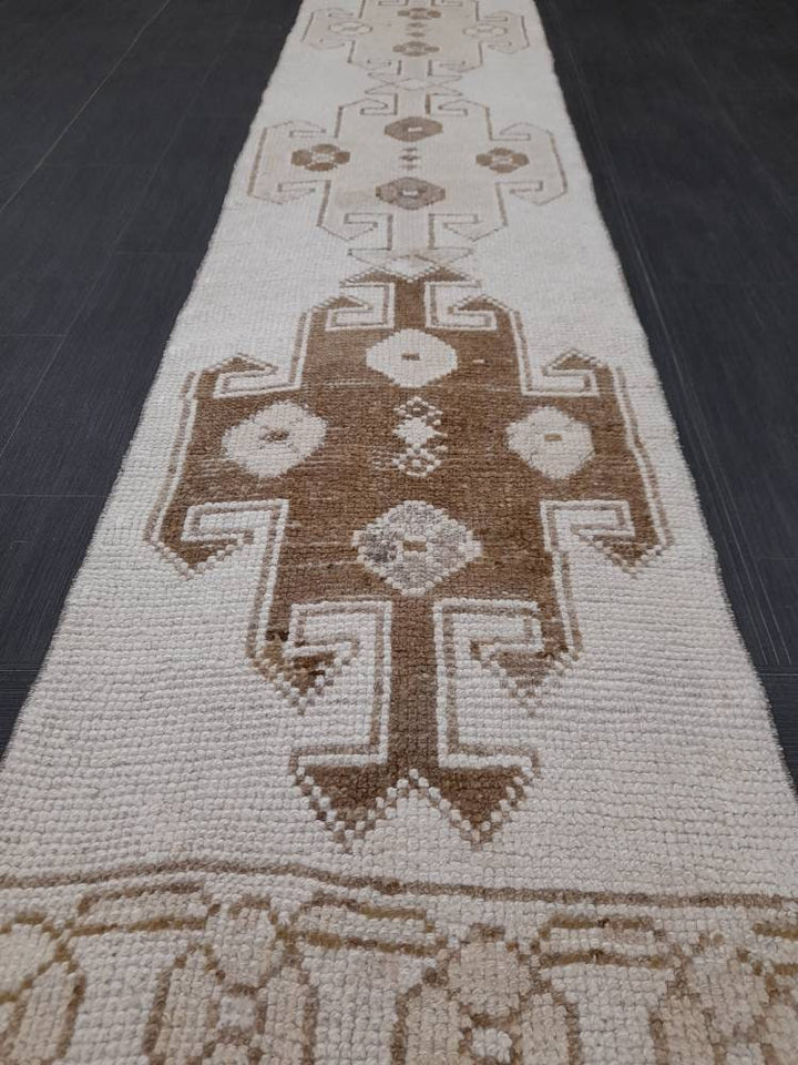 Turkish Runner Rug 1' 10" x 10' 6" Hand-Knotted reverse