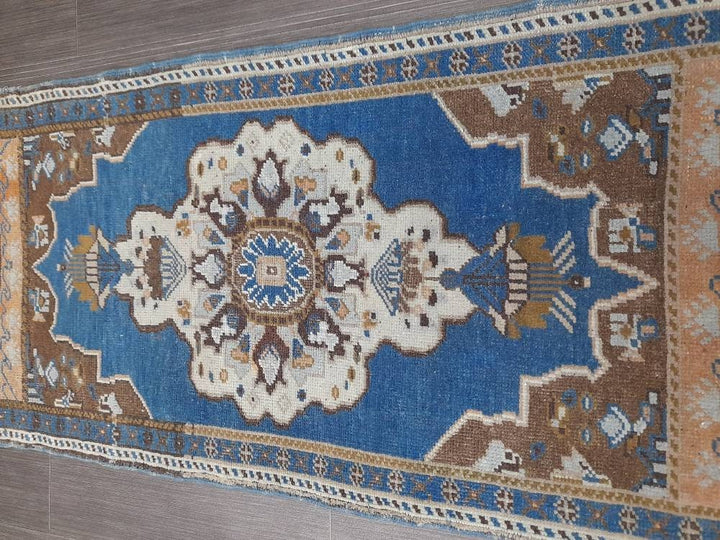 Blue Turkish Oushak Rug 2' x 4' Hand-Knotted | No. WR38565