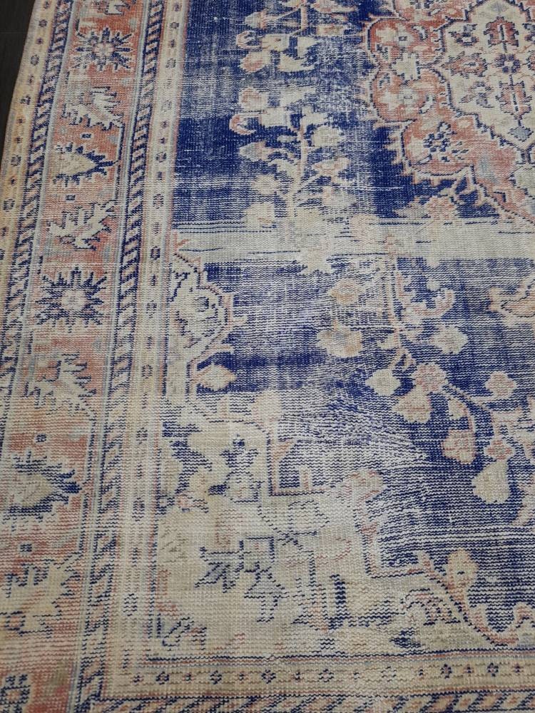 Blue Turkish Oushak Rug 6' 8" x 9' 7" Hand-Knotted | No. WR77403