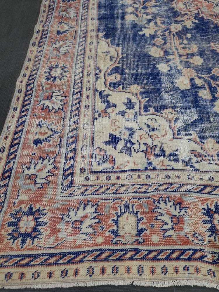 Blue Turkish Oushak Rug 6' 8" x 9' 7" Hand-Knotted | No. WR77403