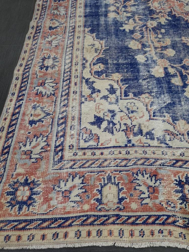 Blue Turkish Oushak Rug 6' 8" x 9' 7" Hand-Knotted | No. WR77403