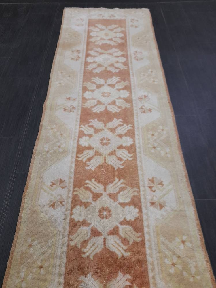 Navy Turkish Runner Rug 2' 5" x 10' Hand-Knotted field