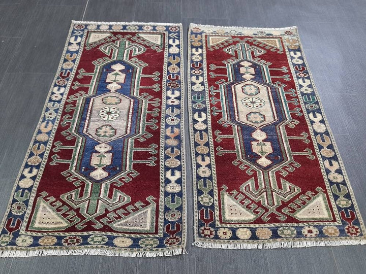 Beige Turkish Runner Rug 1' 10" x 3' 7" Hand-Knotted border