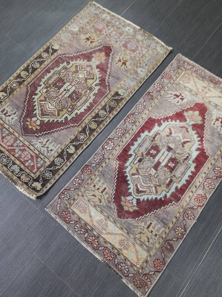 Beige Turkish Runner Rug 1'8" x 3'2" Hand-Knotted reverse