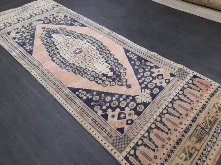 Blue Turkish Runner Rug 3' 1" x 8' 10" Hand-Knotted | No. WR22088
