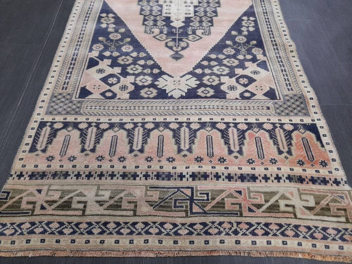 Blue Turkish Runner Rug 3' 1" x 8' 10" Hand-Knotted | No. WR22088