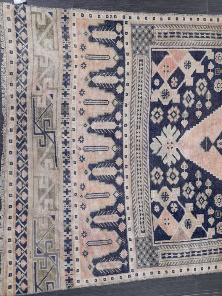 Blue Turkish Runner Rug 3' 1" x 8' 10" Hand-Knotted | No. WR22088