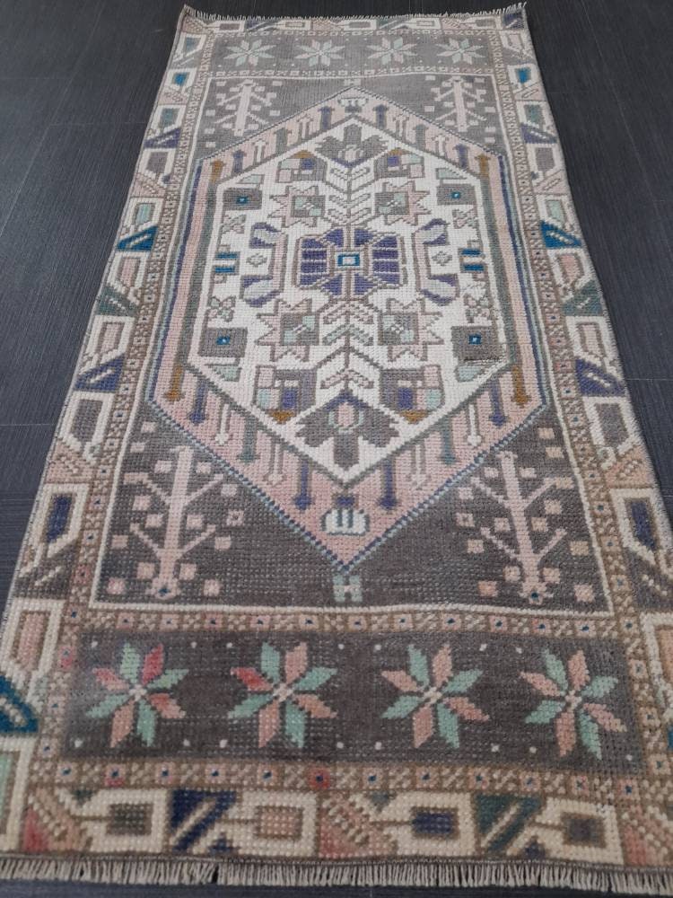 Rust Turkish Oushak Rug 1' 9" x 3' 9" Hand-Knotted field