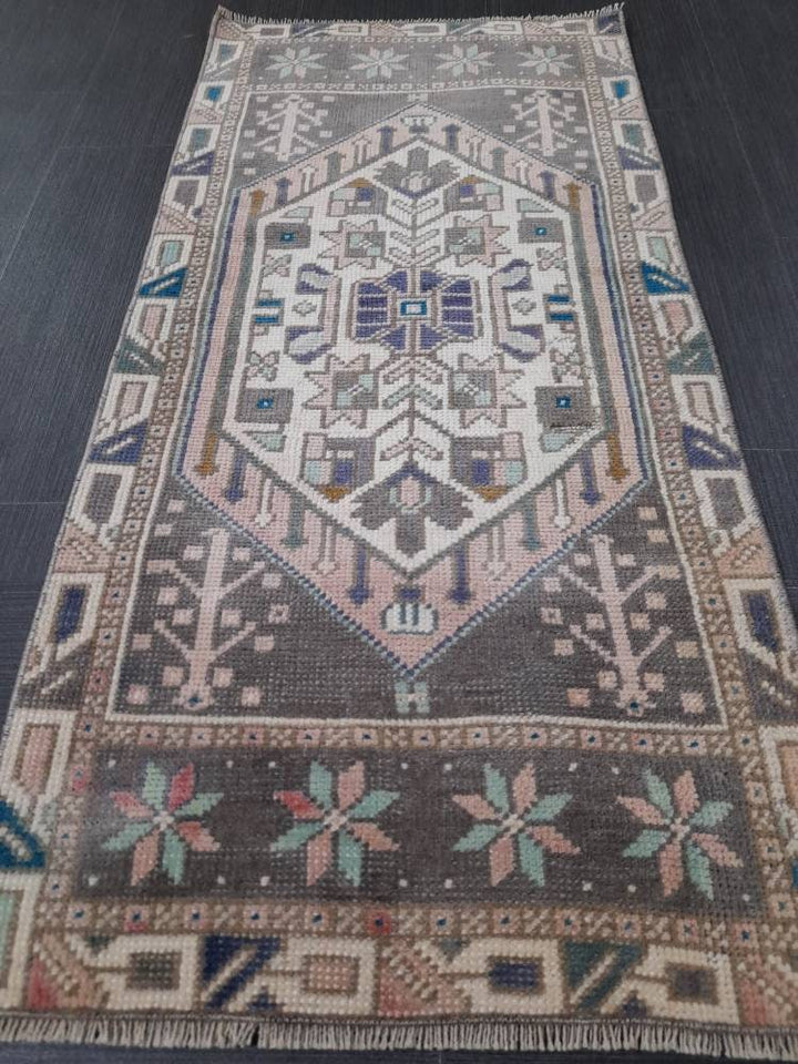 Rust Turkish Oushak Rug 1' 9" x 3' 9" Hand-Knotted field